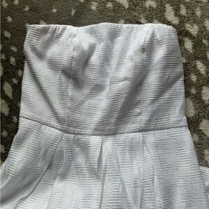 Shiny white strapless party dress